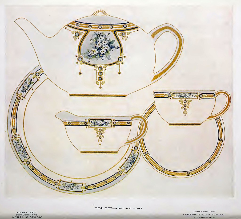 Decorative ceramic tea set detail